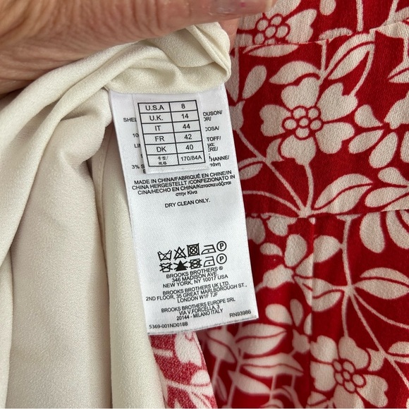 Brooks Brothers Red Floral V Neck Short Sleeve Swing Women Midi Dress SZ 8 - Picture 3 of 15